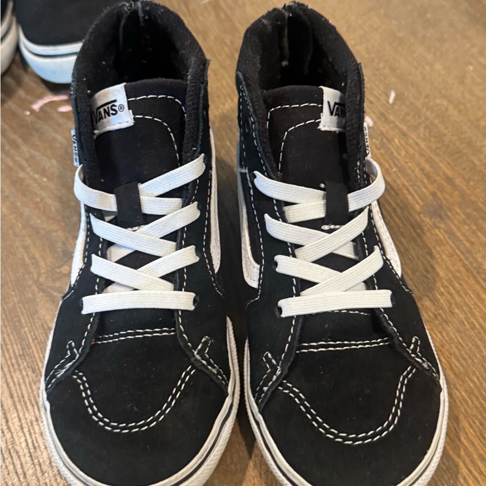 Vans Kids Black and White High-Top Sneakers